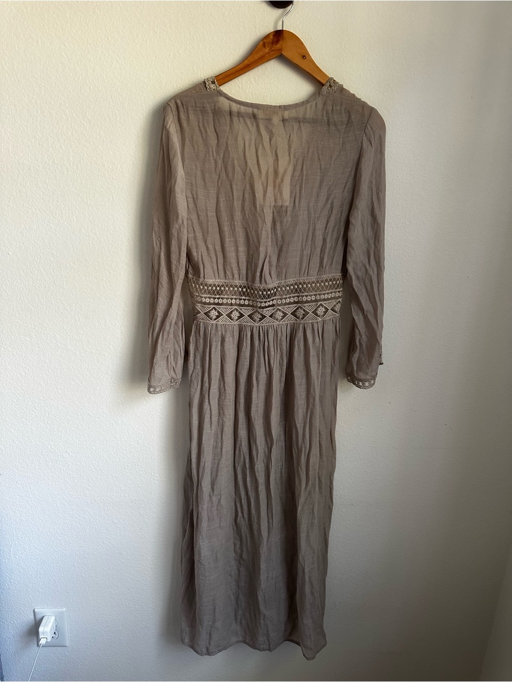 Rebellion Again Taupe Lace Trim Kimono Coverup Boho NWT - Picture 5 of 8
